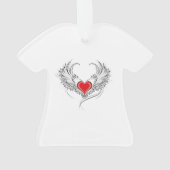 Red Angel Heart mit Flügeln Ornament (Rückseite)