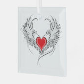 Red Angel Heart mit Flügeln Ornament Aus Glas (Vorderseite links)