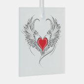 Red Angel Heart mit Flügeln Ornament Aus Glas (Vorderseite Rechts)