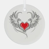 Red Angel Heart mit Flügeln Ornament Aus Glas (Rückseite)