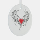 Red Angel Heart mit Flügeln Ornament Aus Glas (Vorderseite Rechts)