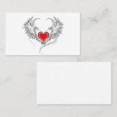 Red Angel Heart mit Flügeln Platzkarte (Vorne/Hinten)