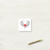 Red Angel Heart mit Flügeln Post-it Klebezettel (Auf Schreibtisch)