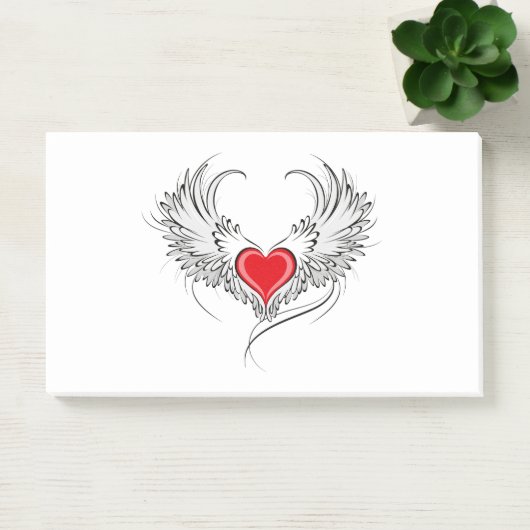 Red Angel Heart mit Flügeln Post-it Klebezettel (Büro)