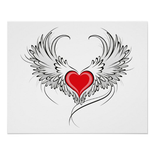 Red Angel Heart mit Flügeln Poster (Vorderseite)