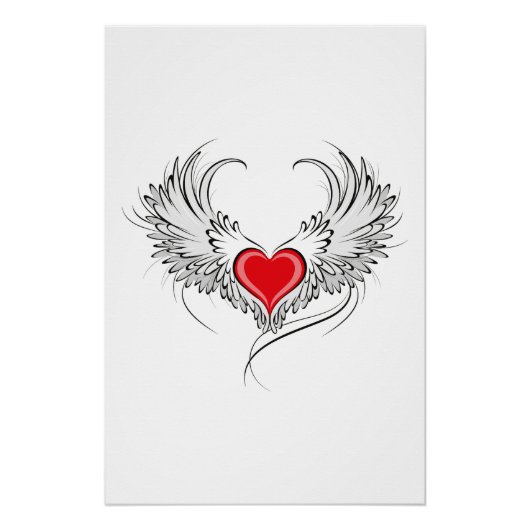 Red Angel Heart mit Flügeln Poster (Vorderseite)