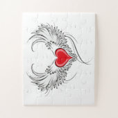 Red Angel Heart mit Flügeln Puzzle (Vertikal)