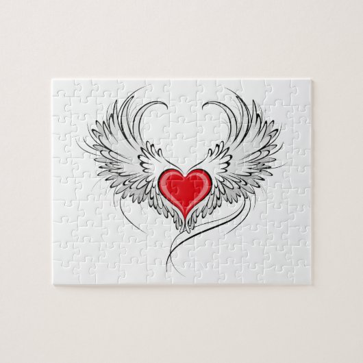 Red Angel Heart mit Flügeln Puzzle (Horizontal)