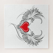 Red Angel Heart mit Flügeln Puzzle (Horizontal)