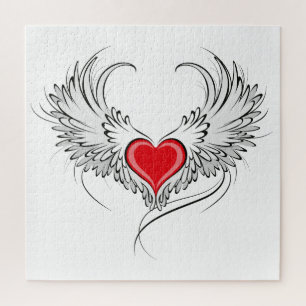 Red Angel Heart mit Flügeln Puzzle