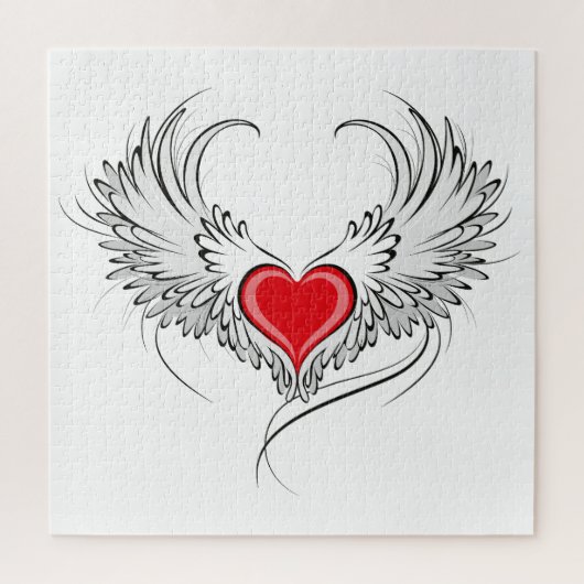 Red Angel Heart mit Flügeln Puzzle (Vertikal)