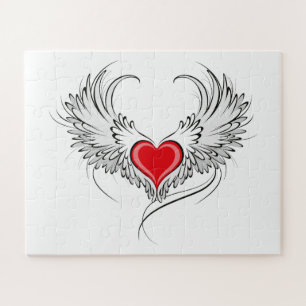 Red Angel Heart mit Flügeln Puzzle