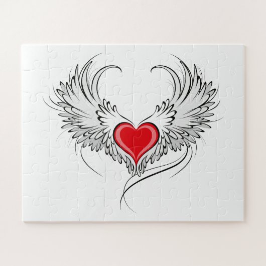 Red Angel Heart mit Flügeln Puzzle (Horizontal)