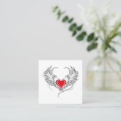 Red Angel Heart mit Flügeln Quadratische Visitenkarte (Stehend Vorderseite)