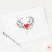 Red Angel Heart mit Flügeln Rechteckiger Aufkleber (Umschlag)