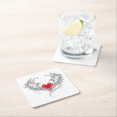 Red Angel Heart mit Flügeln Rechteckiger Pappuntersetzer (Vor Ort)