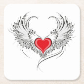Red Angel Heart mit Flügeln Rechteckiger Pappuntersetzer (Vorderseite)