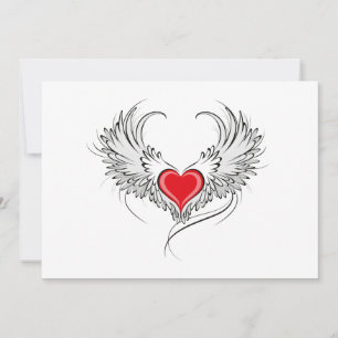 Red Angel Heart mit Flügeln Save The Date