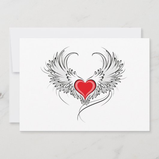 Red Angel Heart mit Flügeln Save The Date (Vorderseite)