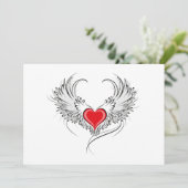 Red Angel Heart mit Flügeln Save The Date (Stehend Vorderseite)