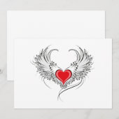 Red Angel Heart mit Flügeln Save The Date (Vorne/Hinten)