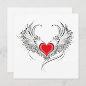 Red Angel Heart mit Flügeln Save The Date (Vorne/Hinten)