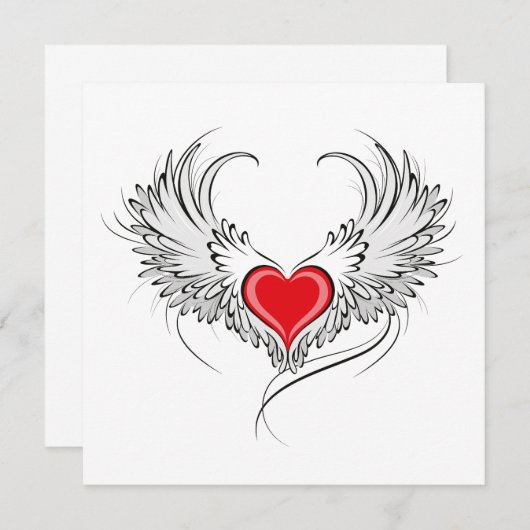 Red Angel Heart mit Flügeln Save The Date (Vorne/Hinten)