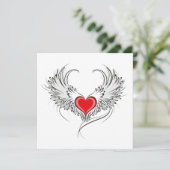 Red Angel Heart mit Flügeln Save The Date (Stehend Vorderseite)