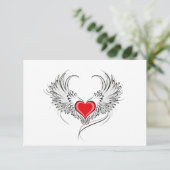 Red Angel Heart mit Flügeln Save The Date (Stehend Vorderseite)