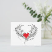 Red Angel Heart mit Flügeln Save The Date (Stehend Vorderseite)