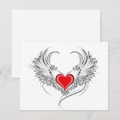 Red Angel Heart mit Flügeln Save The Date (Vorne/Hinten)