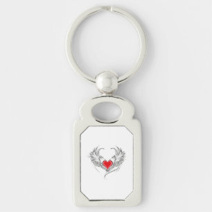 Red Angel Heart mit Flügeln Schlüsselanhänger