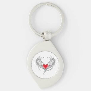 Red Angel Heart mit Flügeln Schlüsselanhänger