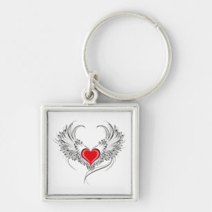 Red Angel Heart mit Flügeln Schlüsselanhänger