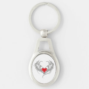 Red Angel Heart mit Flügeln Schlüsselanhänger