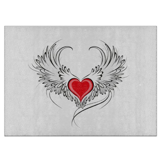 Red Angel Heart mit Flügeln Schneidebrett (Vorderseite)
