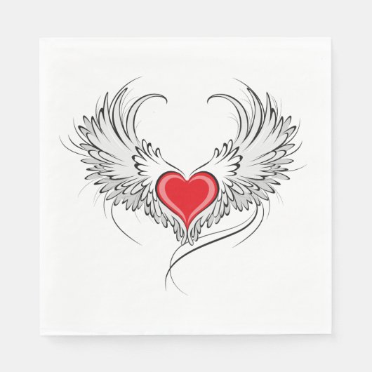 Red Angel Heart mit Flügeln Serviette (Vorderseite)