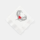Red Angel Heart mit Flügeln Serviette (Ecke)