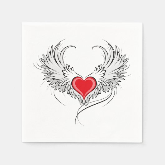 Red Angel Heart mit Flügeln Serviette (Vorderseite)