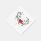 Red Angel Heart mit Flügeln Serviette (Ecke)