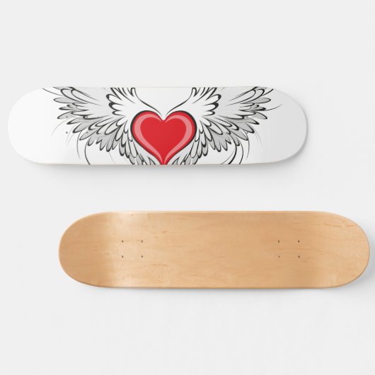 Red Angel Heart mit Flügeln Skateboard (Horizontal)