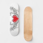 Red Angel Heart mit Flügeln Skateboard (Vorderseite)