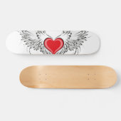 Red Angel Heart mit Flügeln Skateboard (Horizontal)