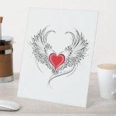 Red Angel Heart mit Flügeln Sockelschild (In Situ)