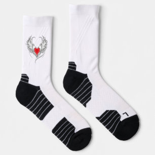 Red Angel Heart mit Flügeln Socken