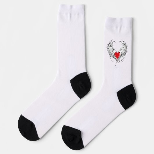 Red Angel Heart mit Flügeln Socken (Linkes Detail)
