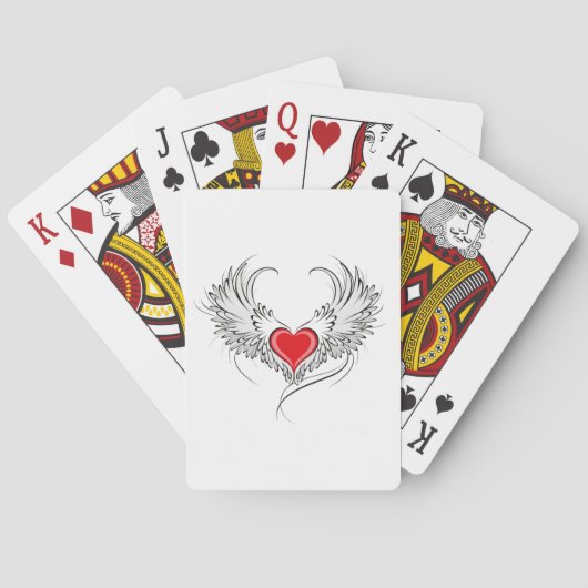 Red Angel Heart mit Flügeln Spielkarten (Rückseite)