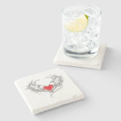 Red Angel Heart mit Flügeln Steinuntersetzer (Seitenansicht)