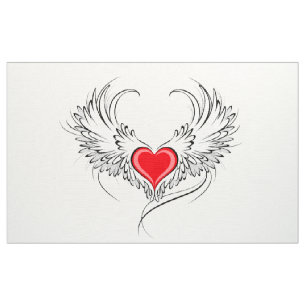 Red Angel Heart mit Flügeln Stoff