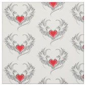 Red Angel Heart mit Flügeln Stoff (Muster)